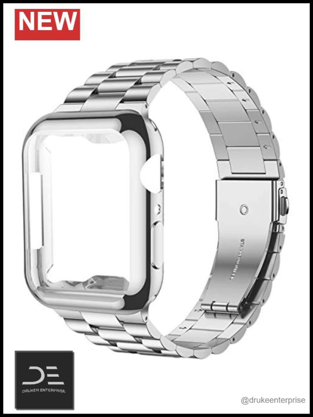 Upgraded Stainless Steel Band with TPU Screen Protector Case for Apple Watch